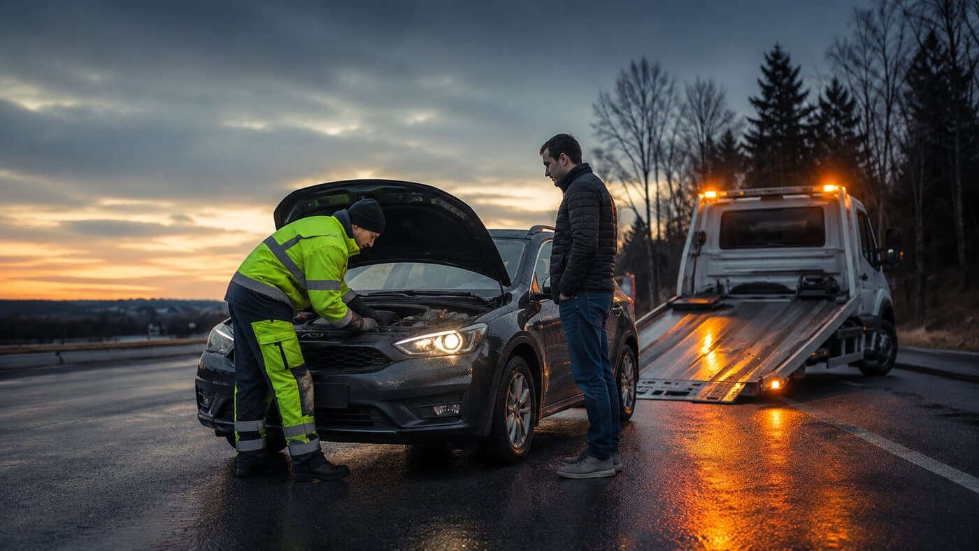 Remorquage d'un SUV sur dépanneuse plateau